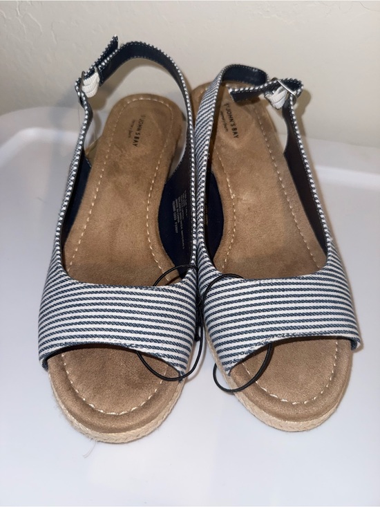 St. John's Bay Shoes - St. John's Bay Navy and White Striped Slingback Espadrille Sandals